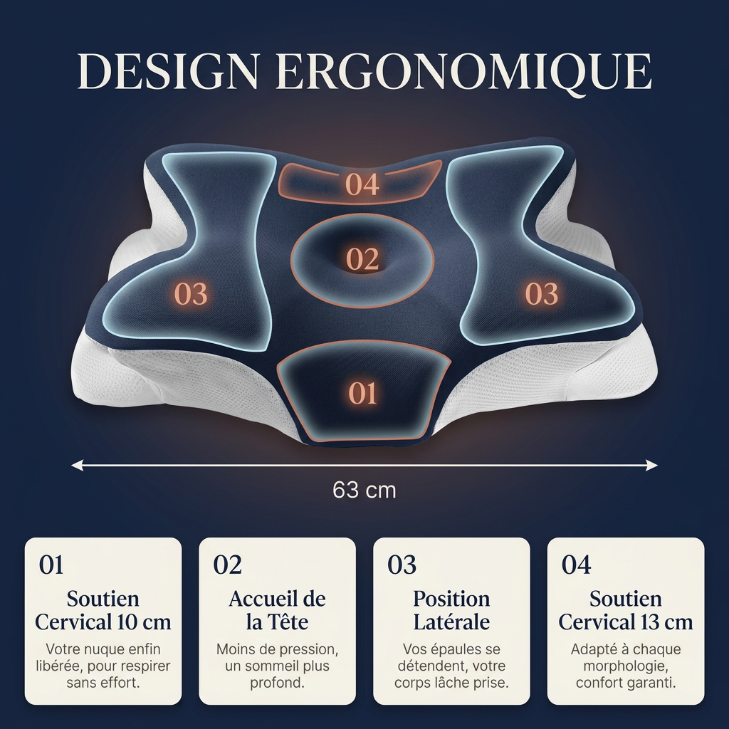 ORVO — Oreiller cervical ergonomique à mémoire de forme