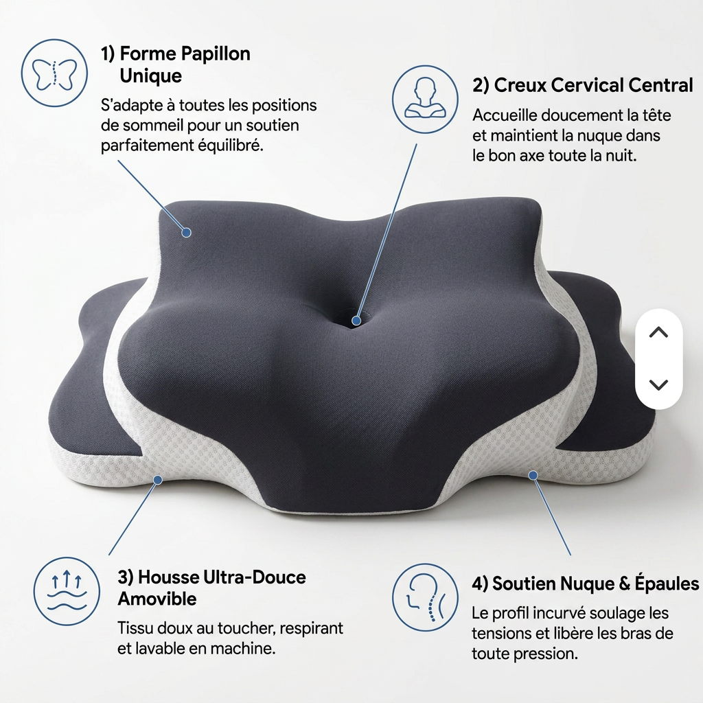 ORVO — Oreiller cervical ergonomique à mémoire de forme